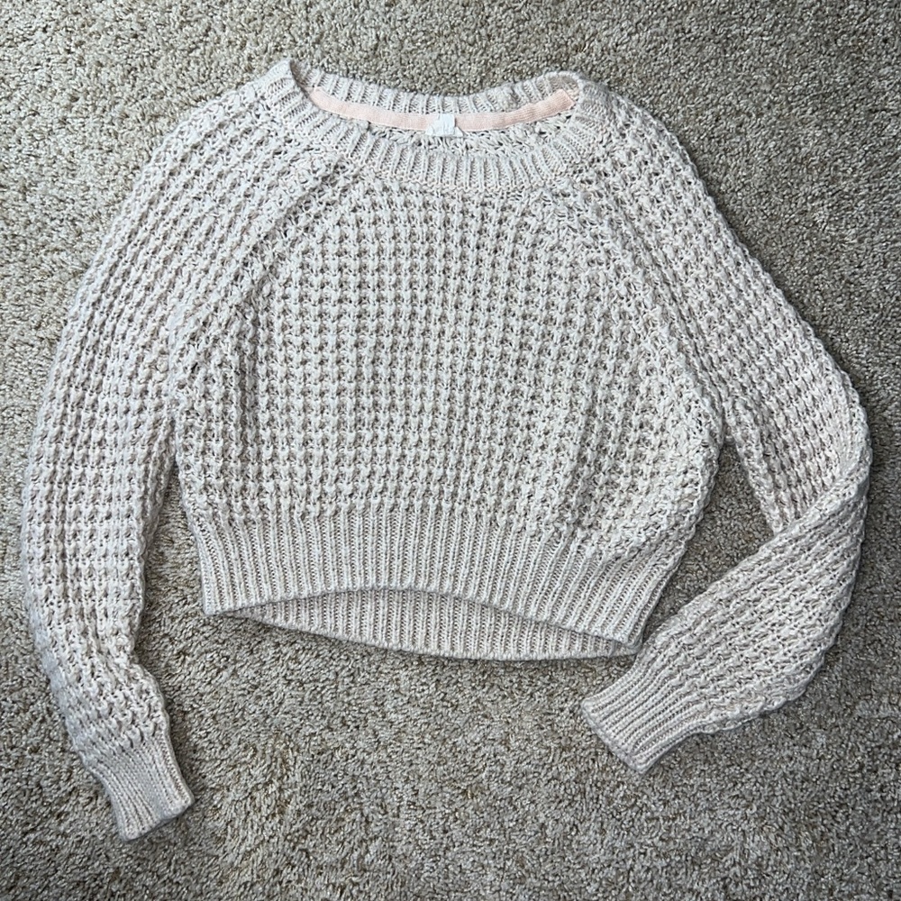 Garage Cream Crew Neck Sweater with Chunky Knit